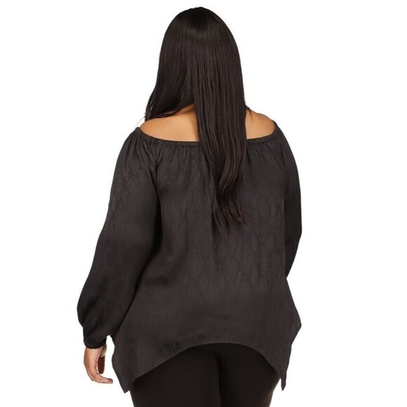 Michael Kors Women's Plus Size Jacquard Snakeskin-Print Handkerchief-Hem Top 3X - Picture 2 of 6